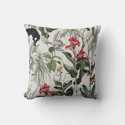 シームレス柄手描き植物イラストレーション クッション (正面)
