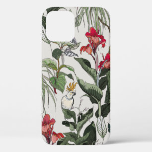 シームレス柄手描き植物イラストレーション iPhone 12ケース