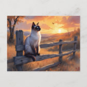 シームレス猫が分割されたフェンスに座っている ポストカード (正面)