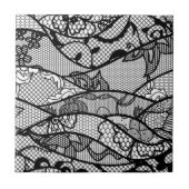 シームレス白黒レースフローラセラミックタイル タイル (正面)