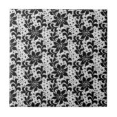 シームレス白黒レース – 花 – 甘い タイル (正面)
