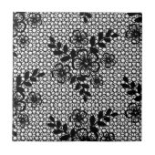 シームレス白黒レース – 花 – 美 タイル (正面)