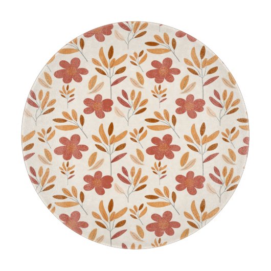 シームレス秋秋の花柄 カッティングボード (正面)