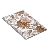 シームレス蝶の蛾の虫が飛ぶ。花がパッと咲く ノートブック (右側)