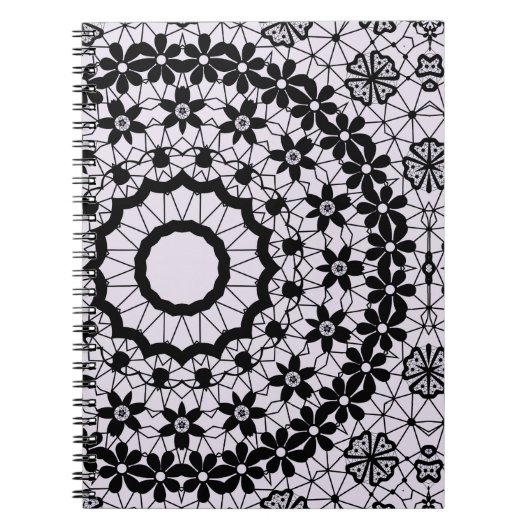 シームレス装飾用ブラックグレーレース装飾 ノートブック (正面)