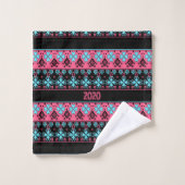 シームレス装飾華美フォーク2020ニューイヤー バスタオルセット (ウォッシュタオル)