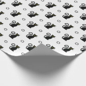 シームレス黒猫ホワイトハロウィーンラッピング紙 ラッピングペーパー (角)