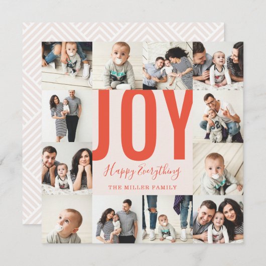 シームレス12写真ジョイ幸せ全ての赤赤面 シーズンカード (正面/裏面)