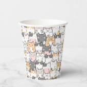 シームレス かわいい 猫 パターン 紙コップ (正面)