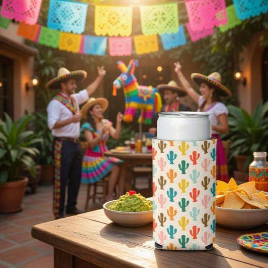 シームレス カラフル サボテン キャン クーラー