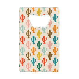 シームレス カラフル サボテン クレジットカード栓抜き