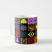 シームレス クリスマス要素 幾何学的な雪の結晶 コーヒーマグカップ (正面左)