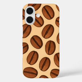 シームレス コーヒー豆 パターン | あたたかいブラウンカフェ iPhone 16ケース
