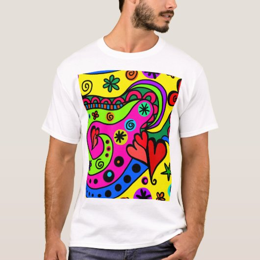 シームレス ドゥードル - 流れるアート Tシャツ (正面)