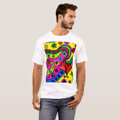シームレス ドゥードル - 流れるアート Tシャツ (正面フル)