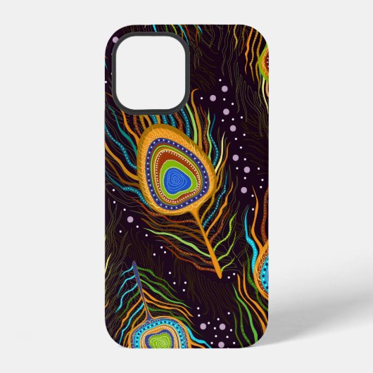 シームレス パターン "孔雀の羽" iPhoneケース (裏面)