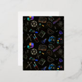 シームレス パターン 学校の備品 学校 箔シーズンポストカード (正面/裏面)