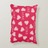 シームレスLOVEバレンタインデーピンク赤いホワイトスクラッチ アクセントクッション (裏面(縦))