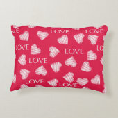シームレスLOVEバレンタインデーピンク赤いホワイトスクラッチ アクセントクッション (裏面)
