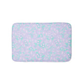 シームレフローラスミレ葉ーの花レース青wh バスマット (正面)