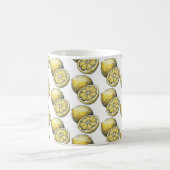 シームレモダンームパターン水カラーイエローレモン コーヒーマグカップ (中央)