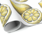 シームレモダンームパターン水カラーイエローレモン ラッピングペーパー (ロールコーナー)