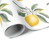 シームレモダンームパターン水カラーイエローレモン ラッピングペーパー (ロールコーナー)