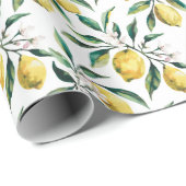 シームレモダンームパターン水カラーイエローレモン ラッピングペーパー (ロールコーナー)