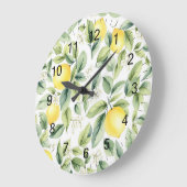 シームレモダンームパターン水カラーイエローレモン ラージ壁時計 (傾斜)