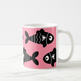 シームレ予測できなスの黒い魚の模様(ピンク) コーヒーマグカップ