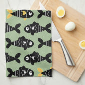 シームレ予測できなームブラックフィッシュパターンキッチンタオル キッチンタオル (四つ折り)