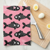 シームレ予測できなームブラックフィッシュパターンキッチンタオル キッチンタオル (四つ折り)