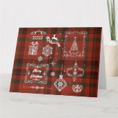 シームレ市松模様にスクリスマスの装飾の赤 – 白 カード (正面)