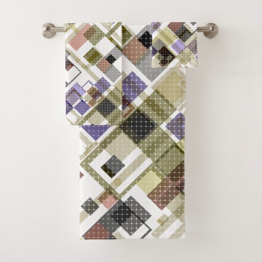 シームレ市松模様にスタータンチェックパターン青眉 バスタオルセット (インサイチュ)