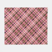 シームレ市松模様にスタータンチェックピンク白黒p フリースブランケット (正面(横))