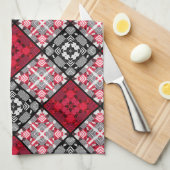 シームレ市松模様にスプレイド抽象芸術正方形ジオメトリ キッチンタオル (四つ折り)