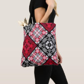 シームレ市松模様にスプレイド抽象芸術正方形ジオメトリ トートバッグ (クローズアップ)