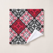 シームレ市松模様にスプレイド抽象芸術正方形ジオメトリ バスタオルセット (ウォッシュタオル)