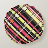 シームレ市松模様にスプレイド抽象芸術正方形ジオメトリ ラウンドクッション (裏面)