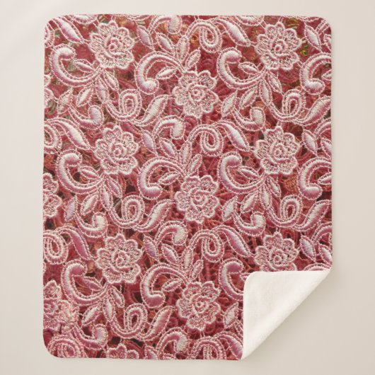 シームレ素晴らしスな美しいビンを持つピンクのレースのテクスチャ シェルパブランケット (正面)