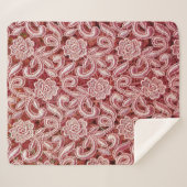 シームレ素晴らしスな美しいビンを持つピンクのレースのテクスチャ シェルパブランケット (正面(横))