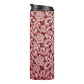 シームレ素晴らしスな美しいビンを持つピンクのレースのテクスチャ タンブラー (回転右)