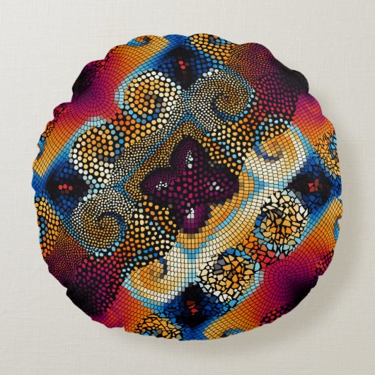 シームレ華美スなテクスチャ背景斜波 ラウンドクッション (正面)