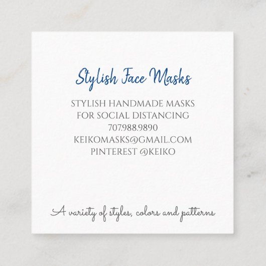 シーメスタイリッシュス顔カバーマスクデザイナ スクエア名刺 (裏面)