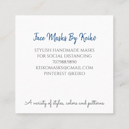 シーメスタイリッシュス顔カバーマスクデザイナ スクエア名刺 (裏面)