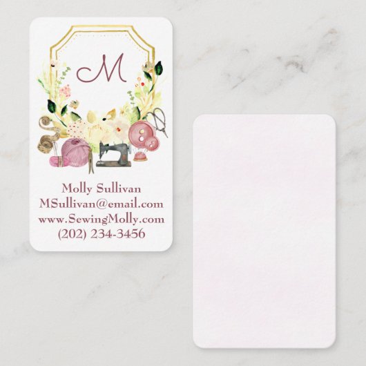 シーメストモノグラムクレスト裁縫名刺 名刺 (正面/裏面)