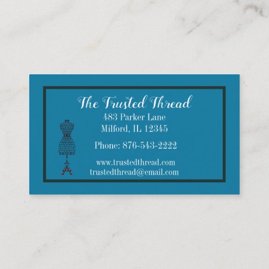 シーメストレスドレスメーカー生地マネキンハサミ 名刺 (裏面)