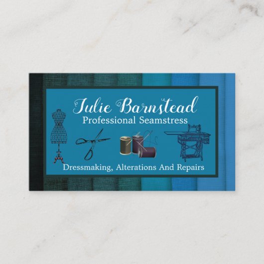 シーメストレスドレスメーカー生地マネキンハサミ 名刺 (正面)