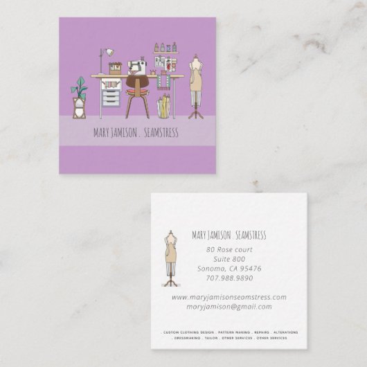 シーメストワークショップ裁縫機械及び工具 スクエア名刺 (正面/裏面)