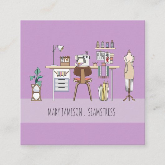 シーメストワークショップ裁縫機械及び工具 スクエア名刺 (正面)